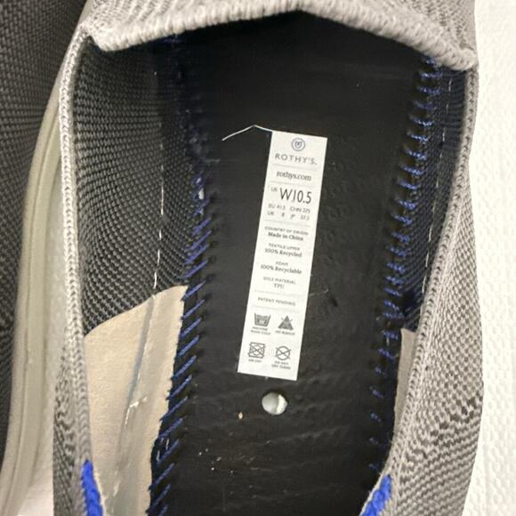 Rothys Womens Size 10.5 Original Sneaker Slip On Gray Knit - Picture 7 of 10